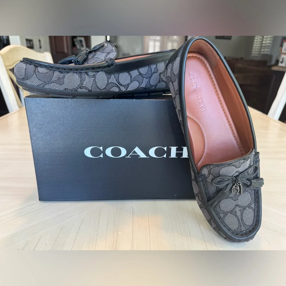 🔥HP🔥 COACH Moira Signature Jacquard Loafers Black/Coal - Size 7.5